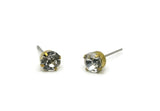 Brass Stud Earrings, 6 Crystal Rhinestone Beads Brass Stud Earrings Brass Setting for SS29 - 6.3mm SS29 N0684
