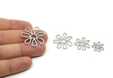 Steel Flower Charm, Stainless Steel Flower Charms, Findings (15/20/24/29x0.80mm) SMP2234