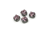 Gunmetal Bead, 8 Gunmetal Plated Brass Rose Crystal Diamond Rhinestone Prong Setting 4 Hole Slider SS29 F130