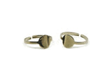Silver Adjustable Ring, 4 Silver Tone Brass Adjustable Round Rings N0088 H0433