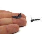 Black Leaf Earring, 10 Oxidized Black Brass Branch Shaped Stud Earrings, Findings (18x9x0.60mm) A3027 SY0209