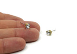 Brass Stud Earrings, 6 Crystal Rhinestone Beads Brass Stud Earrings Brass Setting for SS29 - 6.3mm SS29 N0684