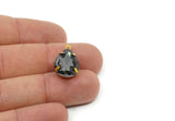 Drop Crystal Charm, 4 Black Diamond Swarovski Crystal Drop With Raw Brass Prong Setting (18x13mm) D1732