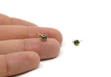 Brass Stud Earrings, 6 Black Diamond Crystal Rhinestone Beads Brass Stud Earrings Brass Setting for SS18 - 4.3mm SS18 N0279