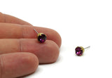 Brass Stud Earrings, 6 Fuchsia Crystal Rhinestone Beads Brass Stud Earrings Brass Setting for SS29 - 6.3mm SS29 F106