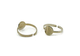 Silver Adjustable Ring, 4 Silver Tone Brass Adjustable Round Rings N0088 H0433