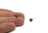 Brass Stud Earrings, 8 Black Diamond Crystal Rhinestone Beads Brass Stud Earrings Brass Setting for SS24 - 5.3mm SS24 N0678