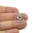 Steel Flower Charm, Stainless Steel Flower Charms, Findings (15/20/24/29x0.80mm) SMP2234