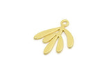 Gold Leaf Charm, 6 Gold Plated Brass Leaf Charms With 1 Loop, Findings (14x13x0.60mm) A3891