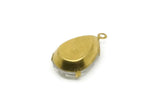 Drop Crystal Charm, 4 Swarovski Crystal Drop With Raw Brass Prong Setting (18x13mm) Y273