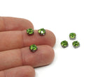 Gunmetal Bead, 8 Gunmetal Plated Brass Peridot Crystal Diamond Rhinestone Prong Setting 4 Hole Slider SS29 S213