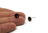 Brass Stud Earrings, 6 Amethyst Crystal Rhinestones Beads Brass Stud Earrings Brass Setting for SS39 - 8.3mm SS39 D1275