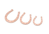 Copper Horseshoe Charm, Raw Copper Horseshoe Charms With 11 Holes, Pendant Findings, Parts Of Jewelry (19/24/29x0.80mm) SMP2982