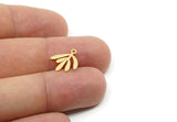 Gold Leaf Charm, 6 Gold Plated Brass Leaf Charms With 1 Loop, Findings (14x13x0.60mm) A3891