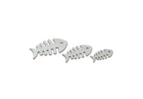 Steel Fish Charm, Stainless Steel Fish Bone Charms, Animal Jewelry, Findings (15/20/25x0.80mm) SMP3318