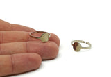 Silver Adjustable Ring, 4 Silver Tone Brass Adjustable Round Rings N0088 H0433