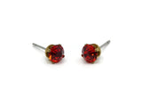 Brass Stud Earrings, 8 Light Siam Crystal Rhinestone Beads Brass Stud Earrings Brass Setting for SS24 - 5.3mm SS24 N0678