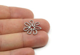 Steel Flower Charm, Stainless Steel Flower Charms, Findings (15/20/24/29x0.80mm) SMP2234