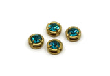 Brass Bead, 12 Raw Brass Light Blue Crystal Diamond Rhinestones Setting for SS24 (5.5mm) SS24 F130