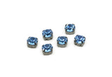 Gunmetal Bead, 8 Gunmetal Plated Brass Light Sapphire Crystal Diamond Rhinestone Prong Setting 4 Hole Slider SS29 S213