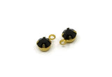 Brass Bead, 12 Raw Brass Jet Crystal Diamond Rhinestones Setting for SS16 (3.9mm) SS16 F105