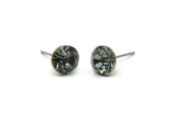 Brass Stud Earrings, 6 Black Diamond Crystal Rhinestones Beads Brass Stud Earrings Brass Setting for SS39 - 8.3mm SS39 D1275