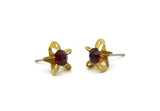 Brass Stud Earrings, 8 Siam Crystal Rhinestone Beads Brass Stud Earrings With 5 Holes, Brass Setting for SS24 - 5.3mm SS24 D1273