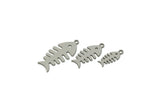 Steel Fish Charm, Stainless Steel Fish Bone Charms With 1 Loop, Animal Jewelry, Findings (15/20/25x0.80mm) SMP3321