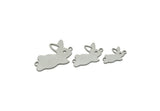 Steel Rabbit Charm, Stainless Steel Rabbit Charms With 2 Loops, Bunny Findings (10/14/17x0.80mm) SMP3316