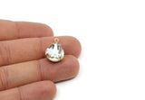 Drop Crystal Charm, 4 Swarovski Crystal Drop With Raw Brass Prong Setting (18x13mm) Y273