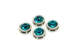 Brass Bead, 6 Antique Silver Plated Brass Aquamarine Crystal Diamond Rhinestones Setting for 7.2mm SS34 SY0052