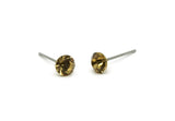 Brass Stud Earrings, 8 Gold Amber Crystal Rhinestone Beads Brass Stud Earrings Brass Setting for SS24 - 5.3mm SS24 D1319