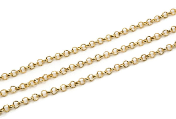 Gold Rolo Chain, Gold Plated Brass Rolo Belcher Chain, Link Chain (5mm) BS 1019