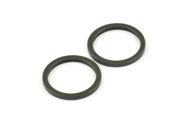 20mm Circle Connectors, 5 Oxidized Brass Black Circle Connectors (20x1.5x1.5mm) E008