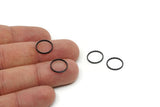Textured Circle Ring, 24 Oxidized Black Brass Cutting Circles, Connectors (14mm) A0584 Q0548