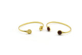 Brass Round Cuff, 1 Raw Brass  Round Cuff Stone Setting With 2 Pads -  Pad Size 10mm V109