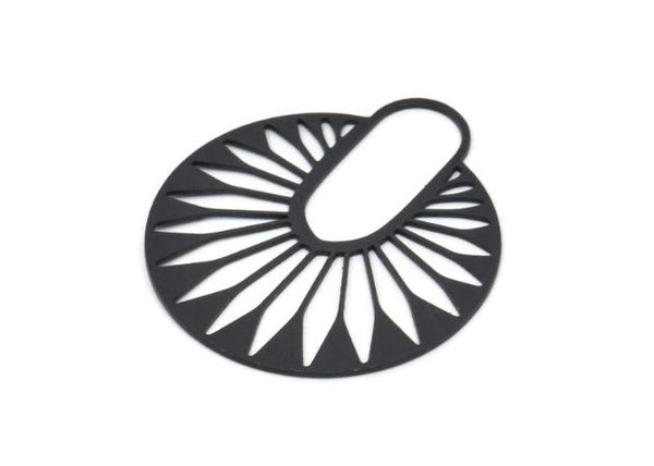 Siyah Yuvarlak Charm, 2 Oksitlenmiş Siyah Pirinç Yuvarlak Şekilli Charm, Kolye Uçları, Bulgular (36x32x0,60 mm) SMP2075 A6895