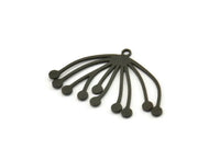 Black Dandelion Charm, 8 Oxidized Black Brass Taraxacum Charms With 1 Loop (33x20x0.60mm) A3161 H1004