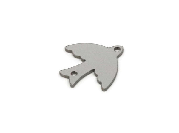Steel Bird Charm, 4 Pieces Stainless Steel Bird Charms With 2 Holes, Connector Findings, Earring Charms (15x15x0.80mm) SMP2862