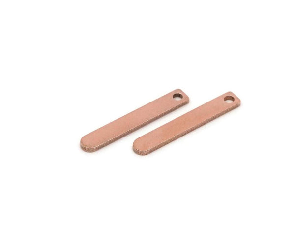 Copper Oval Charm, 4 pieces Raw Copper Necklace Bar Charms With 1 Hole, Earring Findings (18x3x0.80mm) SMP2804
