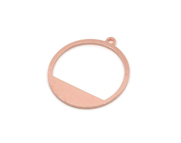 Copper Round Charm, 2 Pieces Raw Copper Round Charms With 1 Loop, Findings (23x21x0.80mm) SMP2851