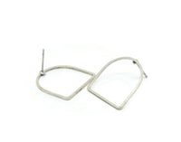 D Shape Earring, 8 Antique Silver Plated Brass D Shape Stud Earrings (19x19x1mm) BS 2329 A6861