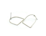 D Shape Earring, 8 Antique Silver Plated Brass D Shape Stud Earrings (19x19x1mm) BS 2329 A6861