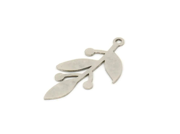 Silver Leaf Charm, 10 Antique Silver Plated Brass Leaf Charms With 1 Loop, Charm Pendants (27x14x0.60mm) A3387