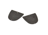 D Shaped Charm, 12 Oxidized Black Brass Textured D Shaped Connectors With 2 Holes, Earrings, Findings (20x20x0.50mm) D0809 S967