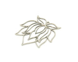 Silver Flower Charm, 4 Antique Silver Plated Brass Lotus Flower Charms With 1 Loop, Findings (36x35x0.60mm) SMP0023 A3364