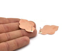 Copper Badge Earring, 2 Raw Copper Badge Stud Earrings (39x28x0.80mm) M03230 A5875