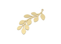 Brass Branch Charm, 2 pieces Raw Brass Leaf Charms With 1 Loop, Leaf Earrings (45x21x0.60mm) SMP2822