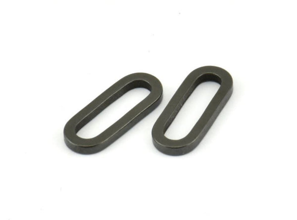 Black Oval Connector, 6 Oxidized Brass Black Oval Connectors, Charms, Findings (20x8x2mm) E004