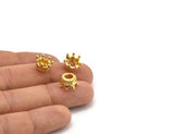 Gold Crown Bead, 3 Gold Plated Brass Crown Beads (11x6mm) R075 N0275 Q0210